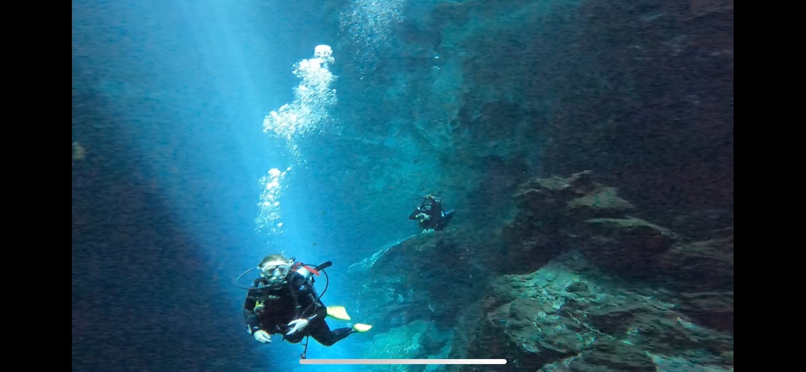 Diving in El Pit cenote, Mexico